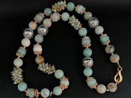 Lua 62 cm Amazonit Perle Halskette Echt Collier Amazonite