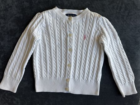 Ralph Lauren Mini Cable Knit Cardigan Weiss 2T Top Zustand