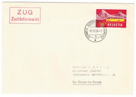 lettre cachet BPA A557a de Zug pour Chaux-de-Fonds le 8.I.54