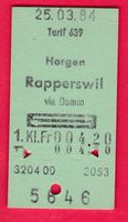 KARTON BILLETT, HORGEN - RAPPERSWIL, 1.KLASSE, RETOUR