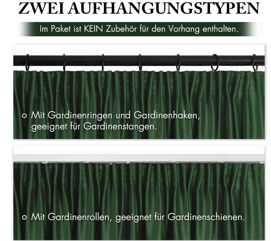 Tende: Vorhänge Samt 2er Set BxH 140x280cm – Nuovo e nell'imballaggio originale da Adlikon b.Regensdorf venduto da MK-VORHANGSERVICE 1