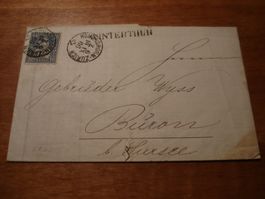 Faltbrief 1866, Stab-o Winterthurf, Bahnpost R-horn - Zürich