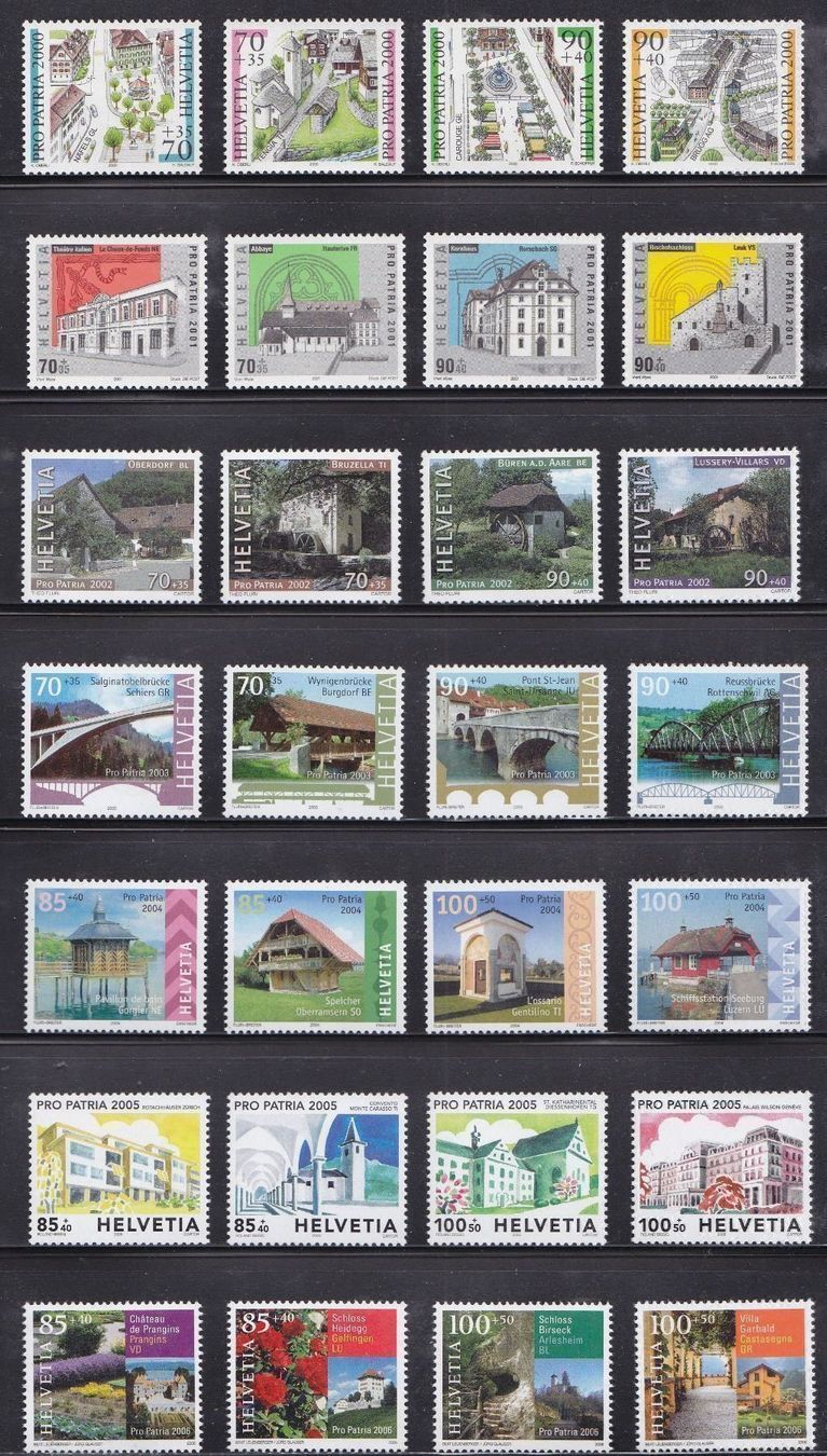 Alle Briefmarken: 2000 - 2008   Pro Patriasätze  9 Sätze  ** Postfrisch ** – Neu (gemäss Beschreibung) aus Adliswil von Aenti