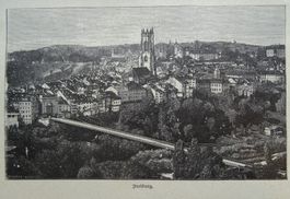 Fribourg Freiburg Xylographie von 1907