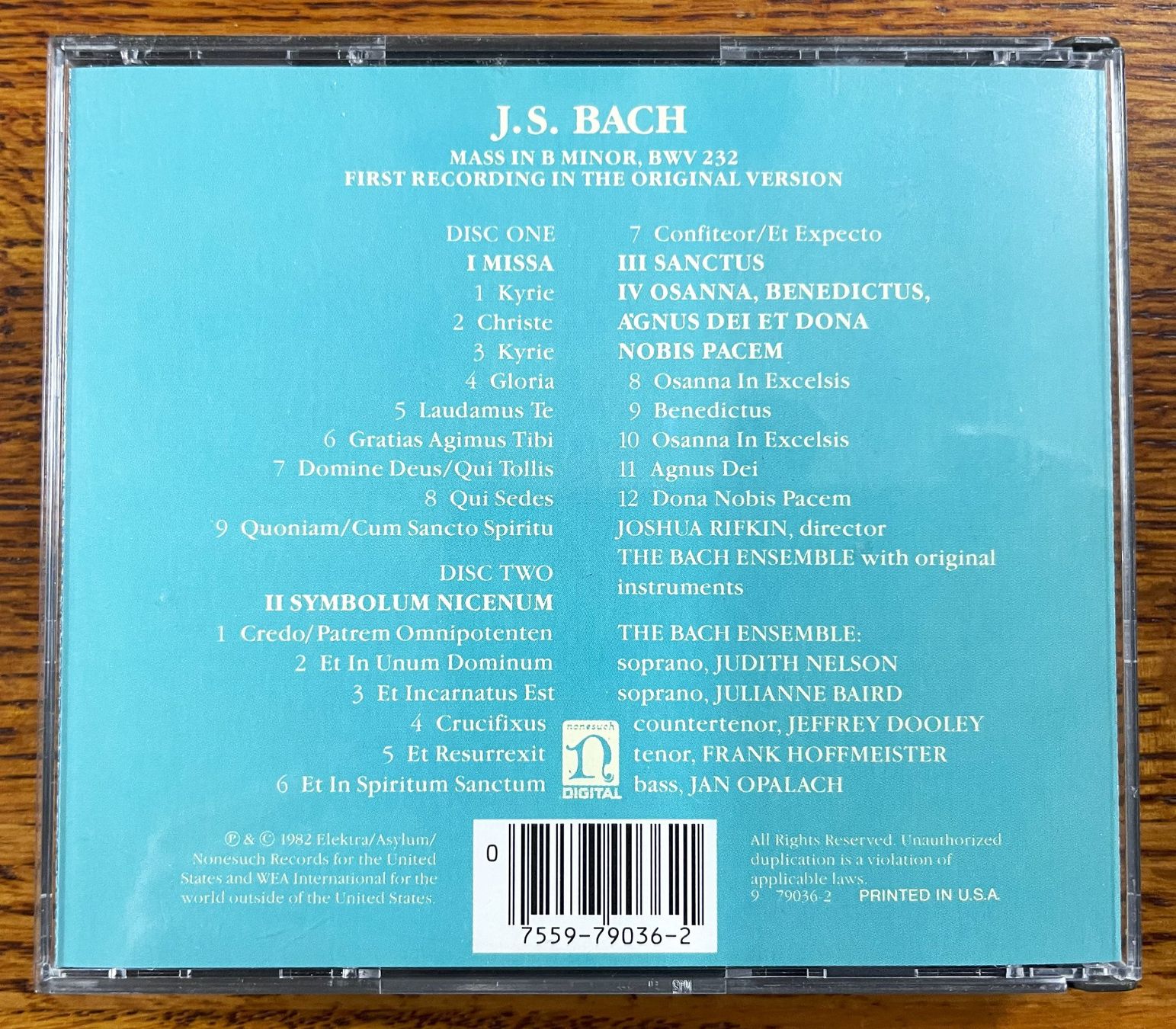 CD: 2CD Box - J.S.BACH - MASS IN B MINOR – Usato da Oftringen venduto da Vucki 2