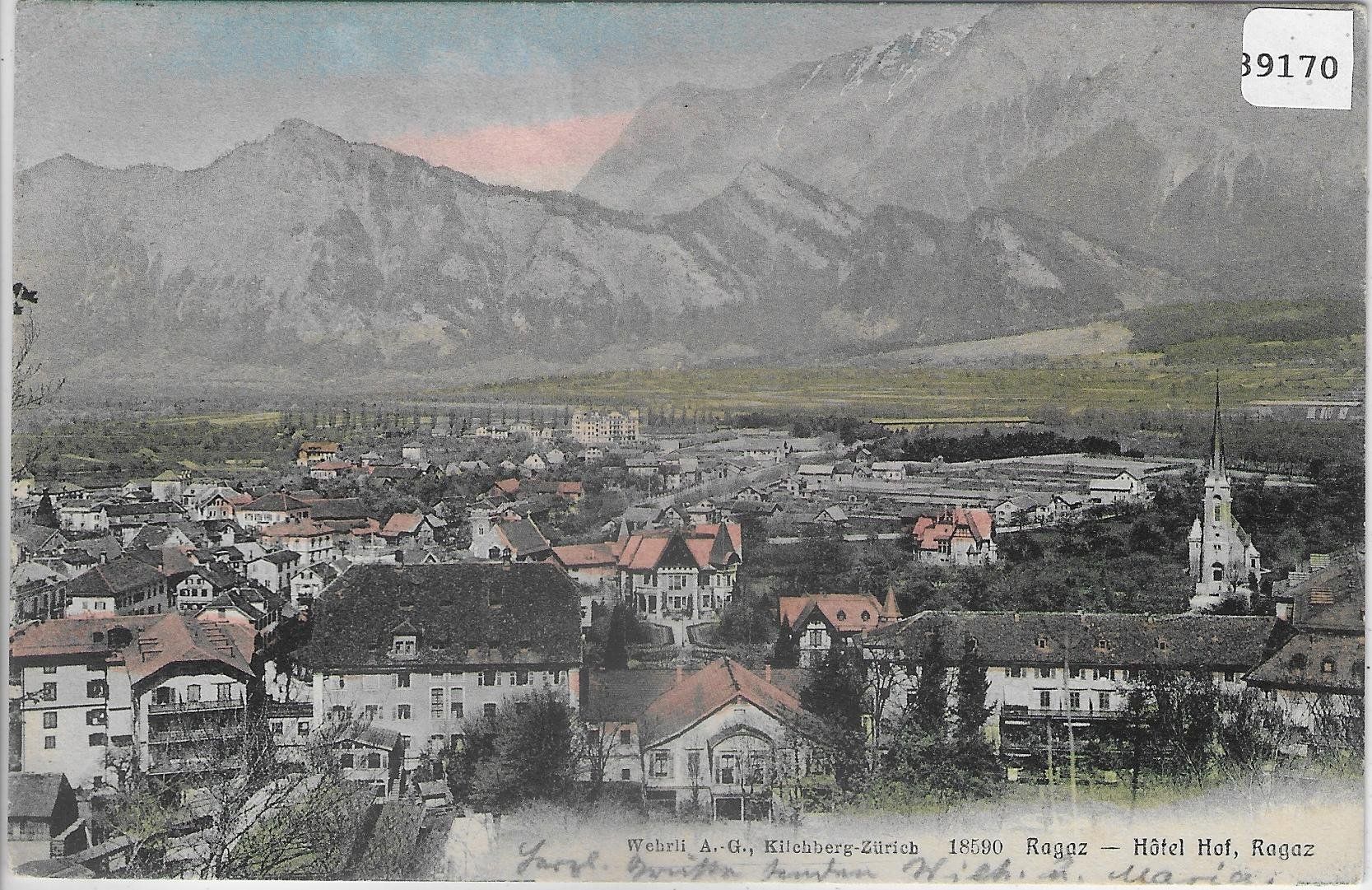 Cartoline postali: Ragaz - Hotel Hof - coloriert – Usato da Ettingen venduto da Kartenplanet