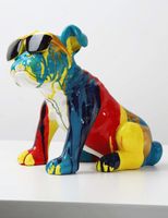 Sculpture d'art bouledogue anglais en résine