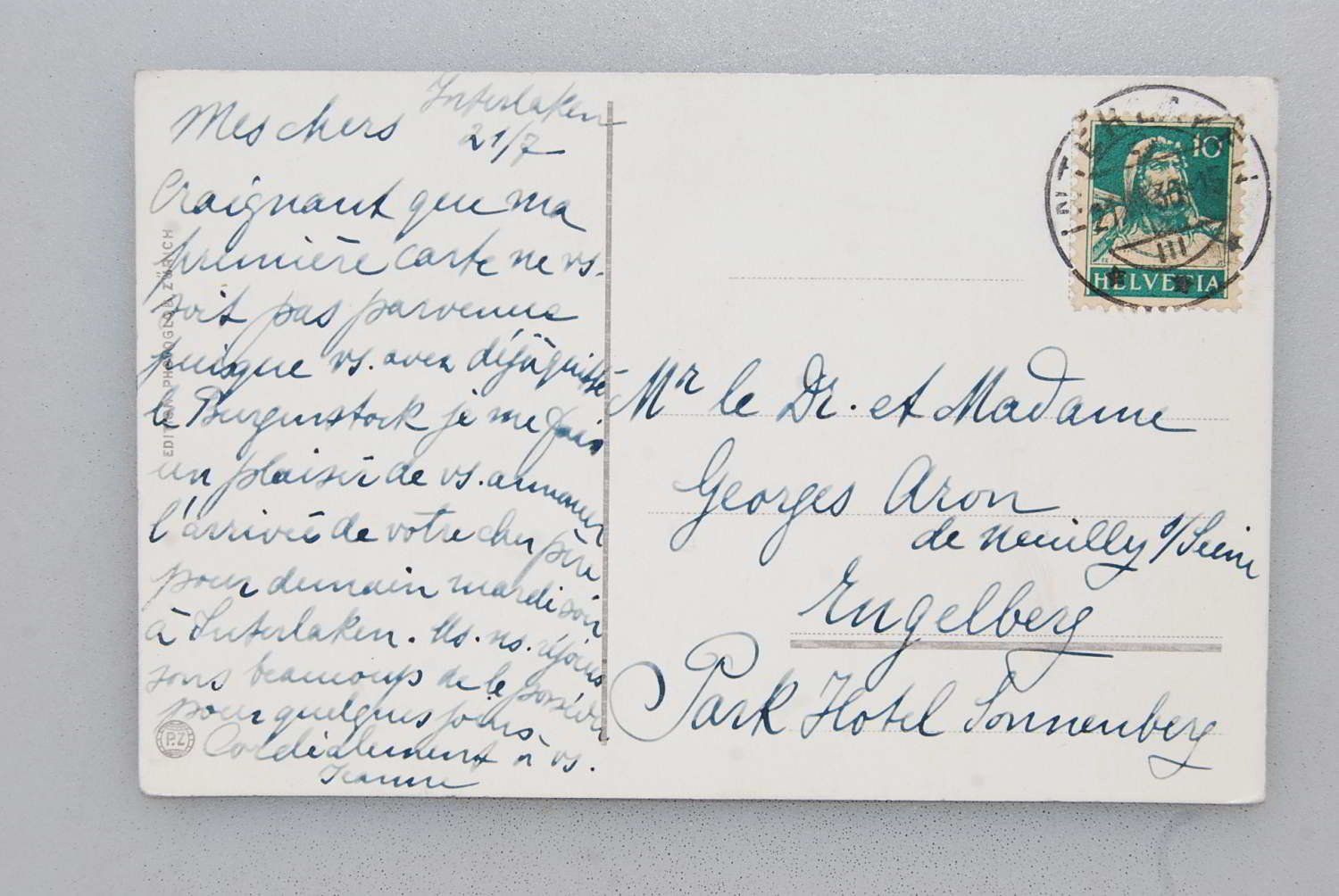 Cartoline postali: AK Schiffeinfahrt in Interlaken  1936? – Usato da Rüfenacht BE venduto da Toro06 1
