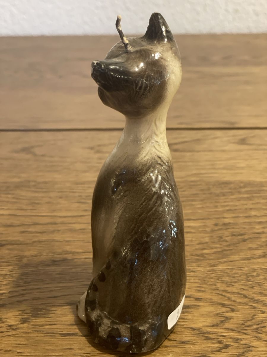 Statuette: Kerze Katze sitzend braun/weiss mit blauem Blick – Usato da Lyss venduto da Vandy19 2