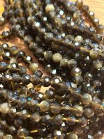 Strang echte facettierte golden obsidian Kugeln 4 mm