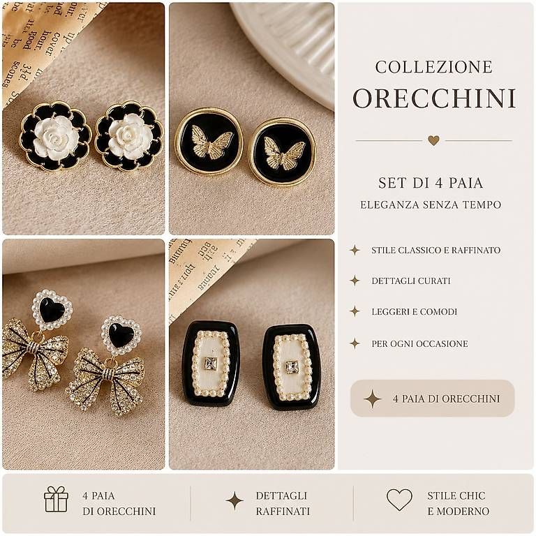 Orecchini pendenti & Orecchini a lobo: Set orecchini eleganti black & gold  4 paia – Nuovo e nell'imballaggio originale da Lugano venduto da solowolford