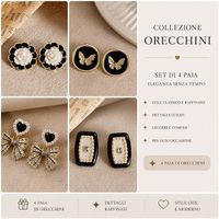Set orecchini eleganti black & gold  4 paia