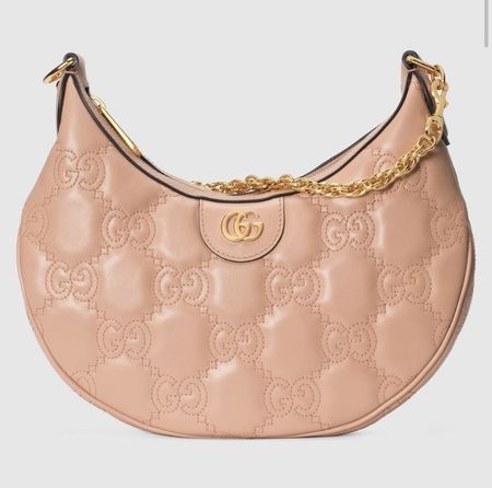 Gucci Halbmond-Tasche aus Leder, zartrosa - Neuwertig!