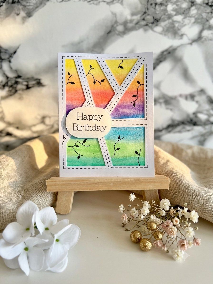 Karten: Handgemachte Geburtstagskarte, Regenbogen Design – Neu und originalverpackt aus Hitzkirch von cindys_handwerk