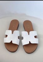 Sandalen weiss Grösse 36 Damen Leder Krokoprint 