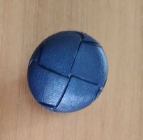 5 Kunststoffknöpfe in Leder-Optik, blau, Ösenknopf