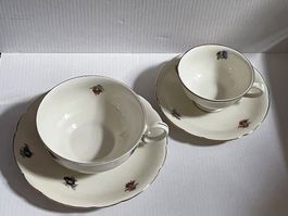 KPM Royal Ivory Tassen Set 2-teilig Streublumen & Goldrand