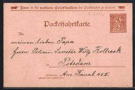 Berlin, Packetfahrtkarte, Ganzsache der 