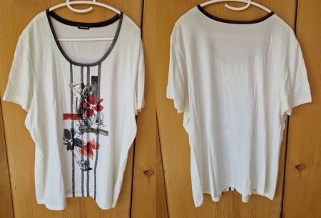 GERRY WEBER Shirt weiss Detail Frauenfigur & Mesh Gr.L (SVT)
