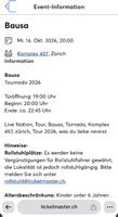 2 x Tickets Bausa, 14.10., Zürich