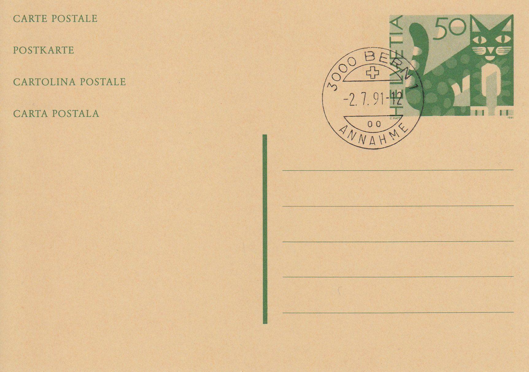 Cartoline postali: 1991 Postkarte – Usato da Spreitenbach venduto da Mustang_1105