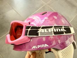 Mädchen Alpina Ski Helmet & Alpina Skibrille Size 48