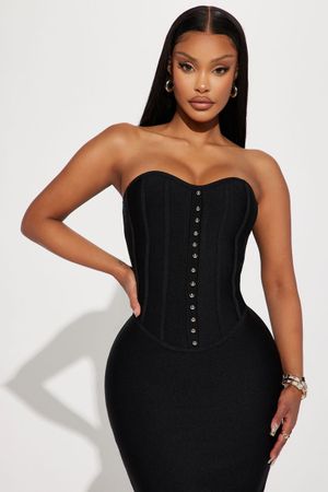 schwarzes Corsagenkleid -Korsett Figurbetont Bandag, xxl