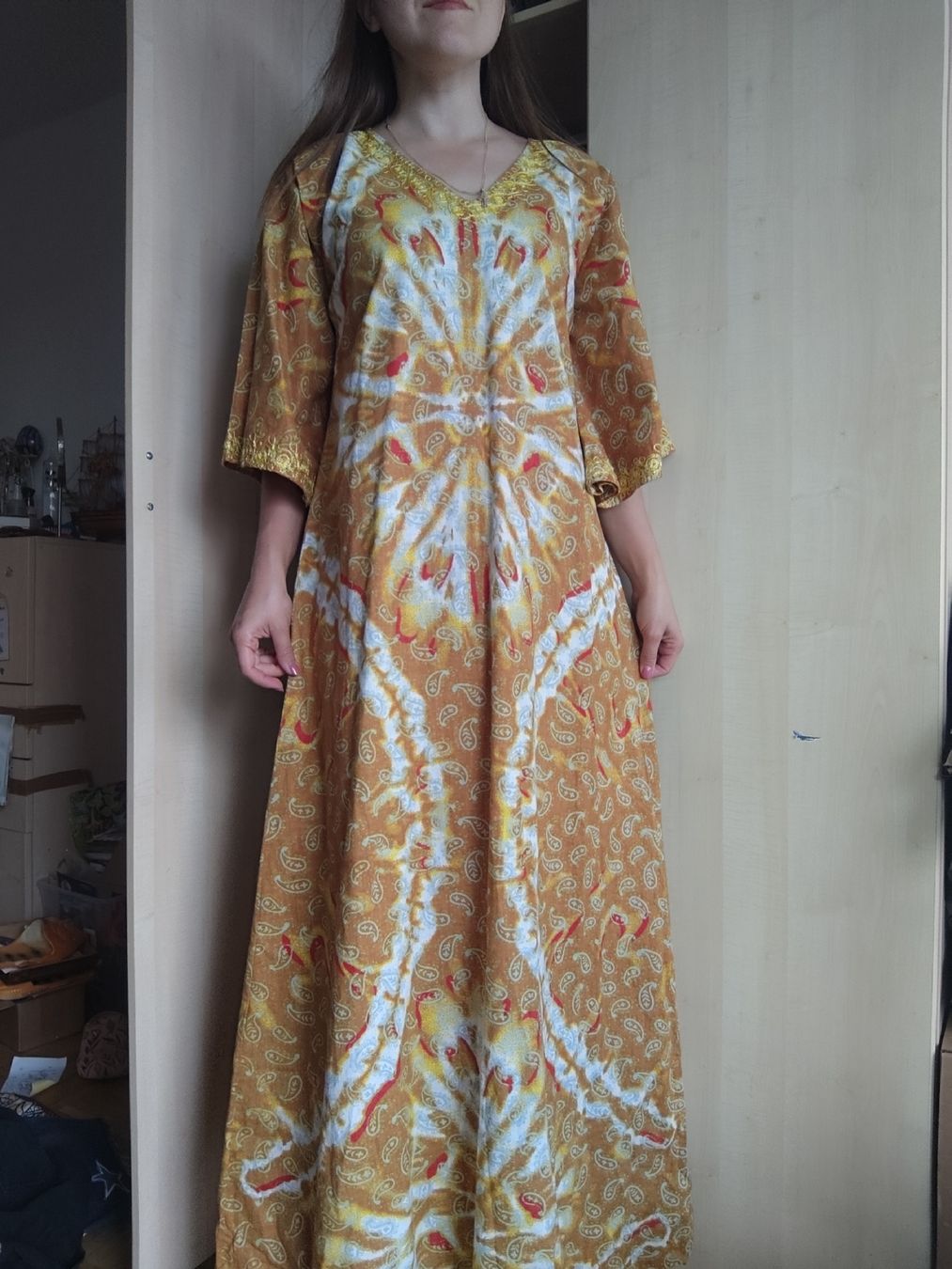 Vestiti: Maxikleid Orange, Boho Folklore, Ethno Afrika – Usato da Mägenwil venduto da VintageGirly 2
