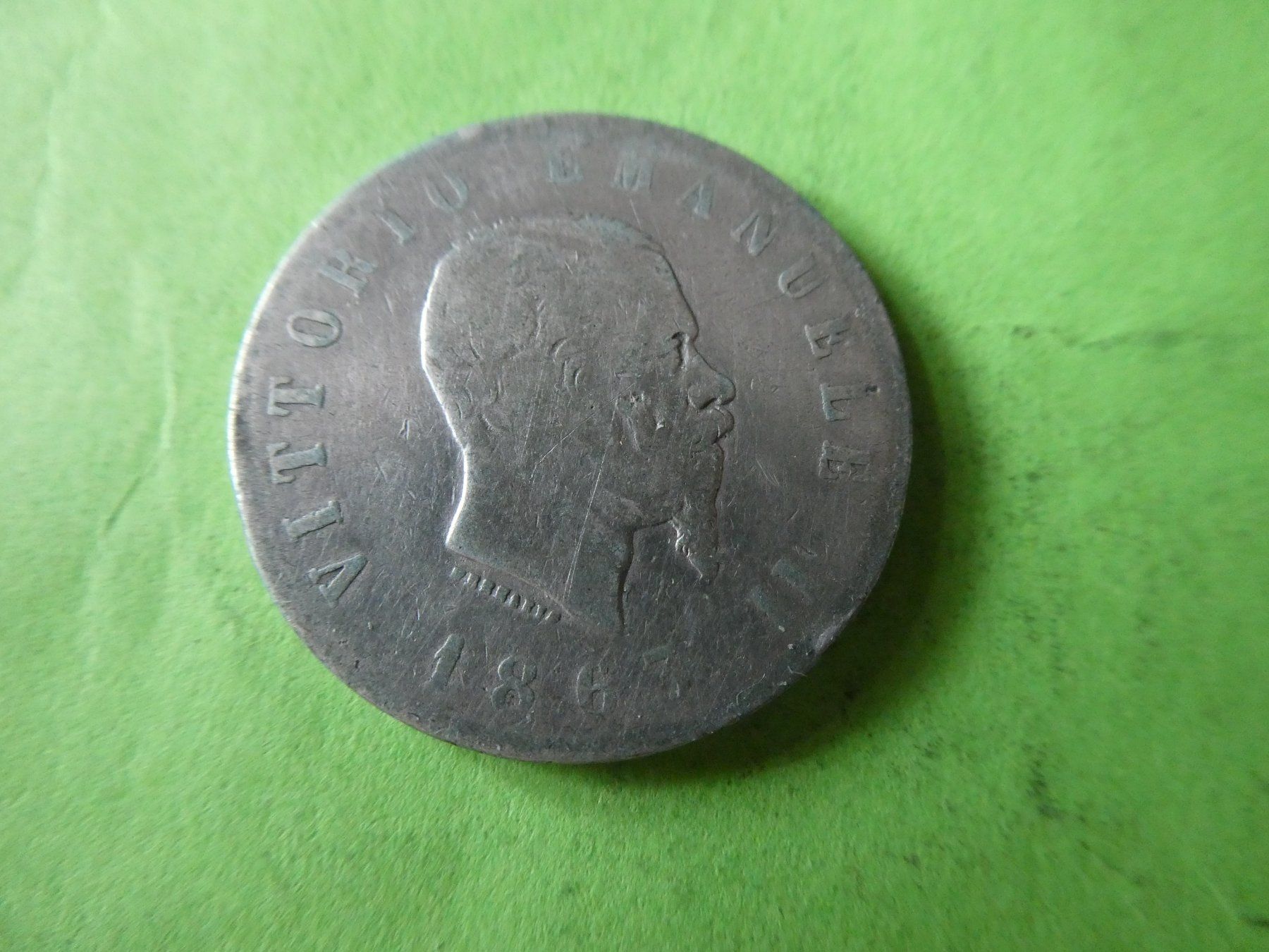 Alle Münzen: Italien 1863, 2 LIre - Silber – Gebraucht aus Hinterforst von Rohusri
