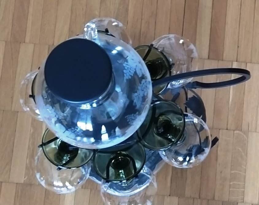 Caraffe: Wein Dekantier mit 6 Gläsern und Ständer - 51 cm - – Nuovo (secondo la descrizione) da Zürich venduto da 1980ale 4