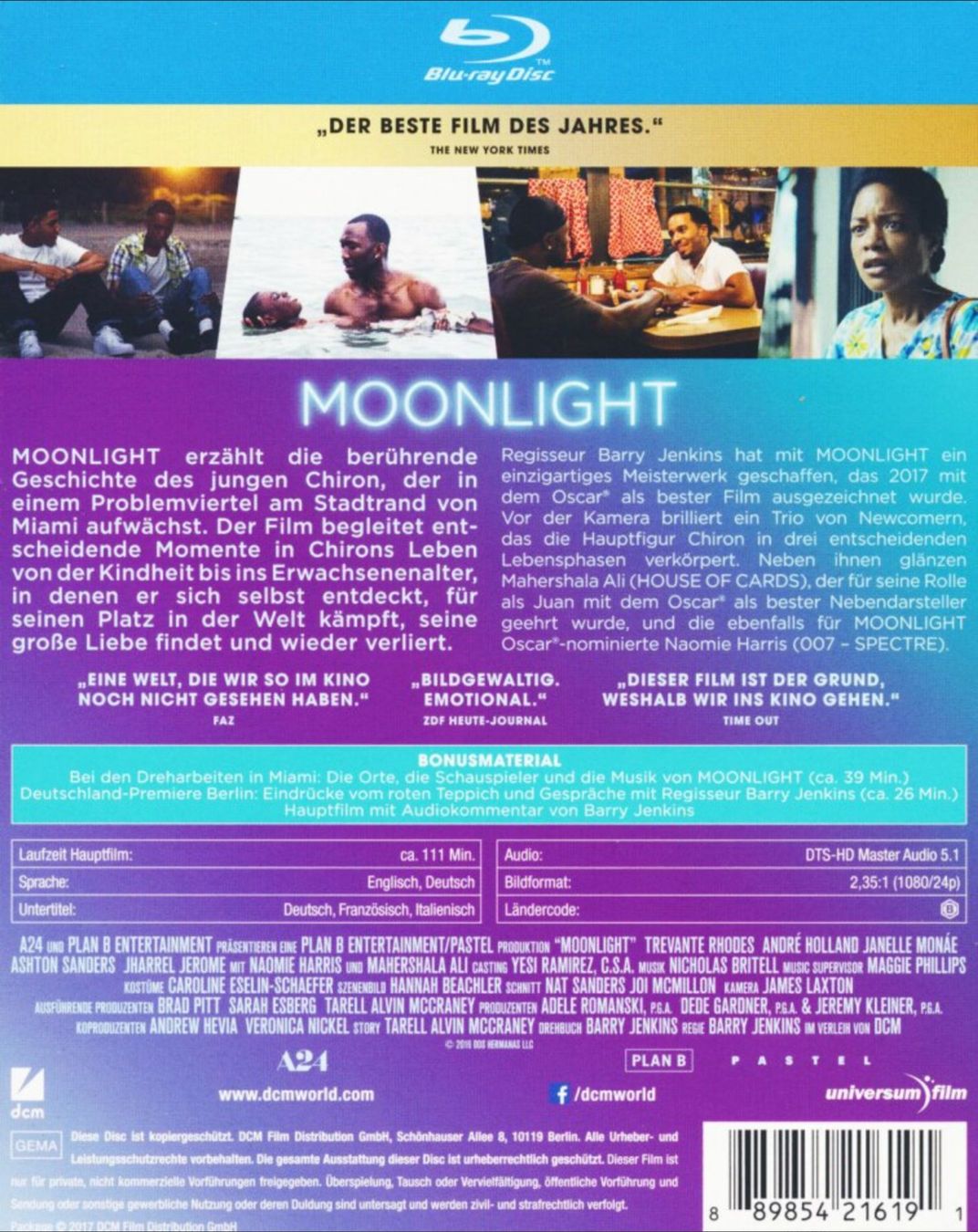 Tutti i DVDs: Moonlight (2016) Blu ray (3 Oscars) – Usato da Brunnen venduto da Barfly5 1
