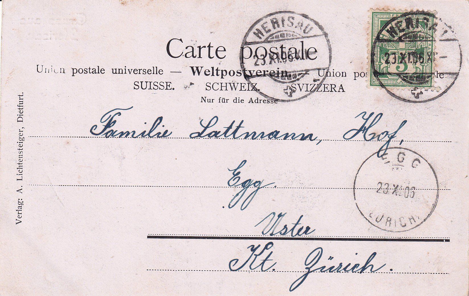 Cartoline postali: Gruss aus Herisau /bh – Usato da Hombrechtikon venduto da Rudolf07 1