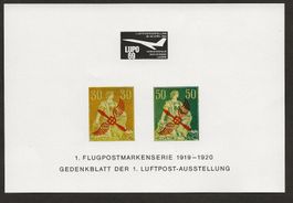F1 + F2 Flugpost Briefmarken Gedenkblatt Luftpost Ausstellun