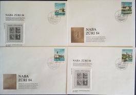 4 Sonderbriefe 1984 NABA Züri 84, Einzeln aus Sonderblock