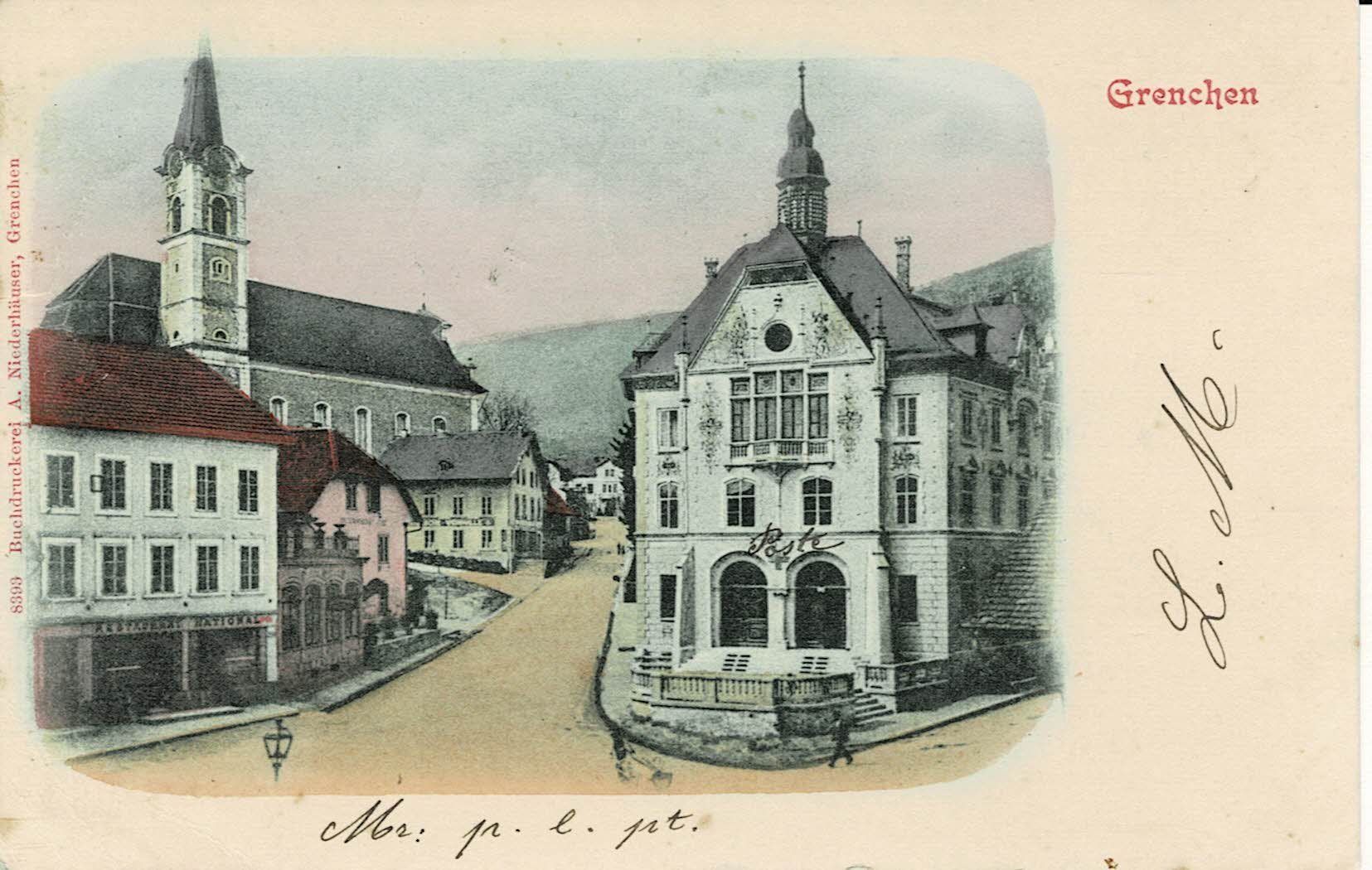 Cartoline postali: GRENCHEN SO gel. 1901! – Usato da Hergiswil NW venduto da Kartenfrau