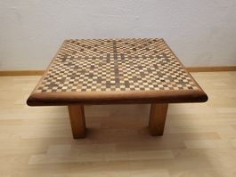 Kaffeetisch Schachbrettmuster Massivholz 88x88cm H44cm