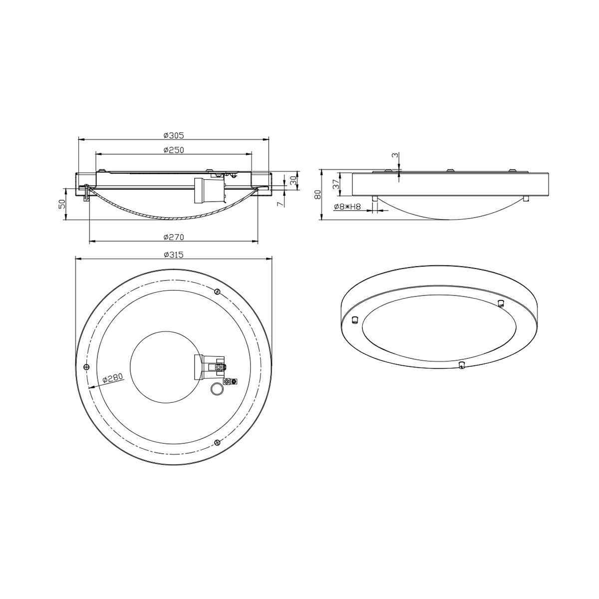 Kronleuchter & Deckenlampen: Deckenleuchte, Weiss, Rund, 31 cm Ø – Neu (gemäss Beschreibung) aus Kreuzlingen von Smart-Light 2