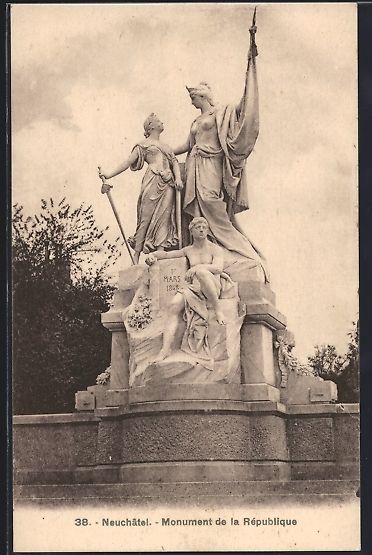 Cartoline postali: Neuchâtel, le monument de la Républiqu – Usato da Berlin venduto da bartko-reher