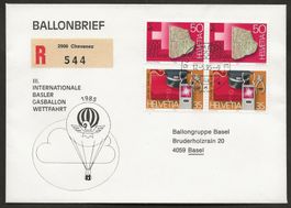 Ballon Schweiz 1985 Basel Chevenez Luftpost