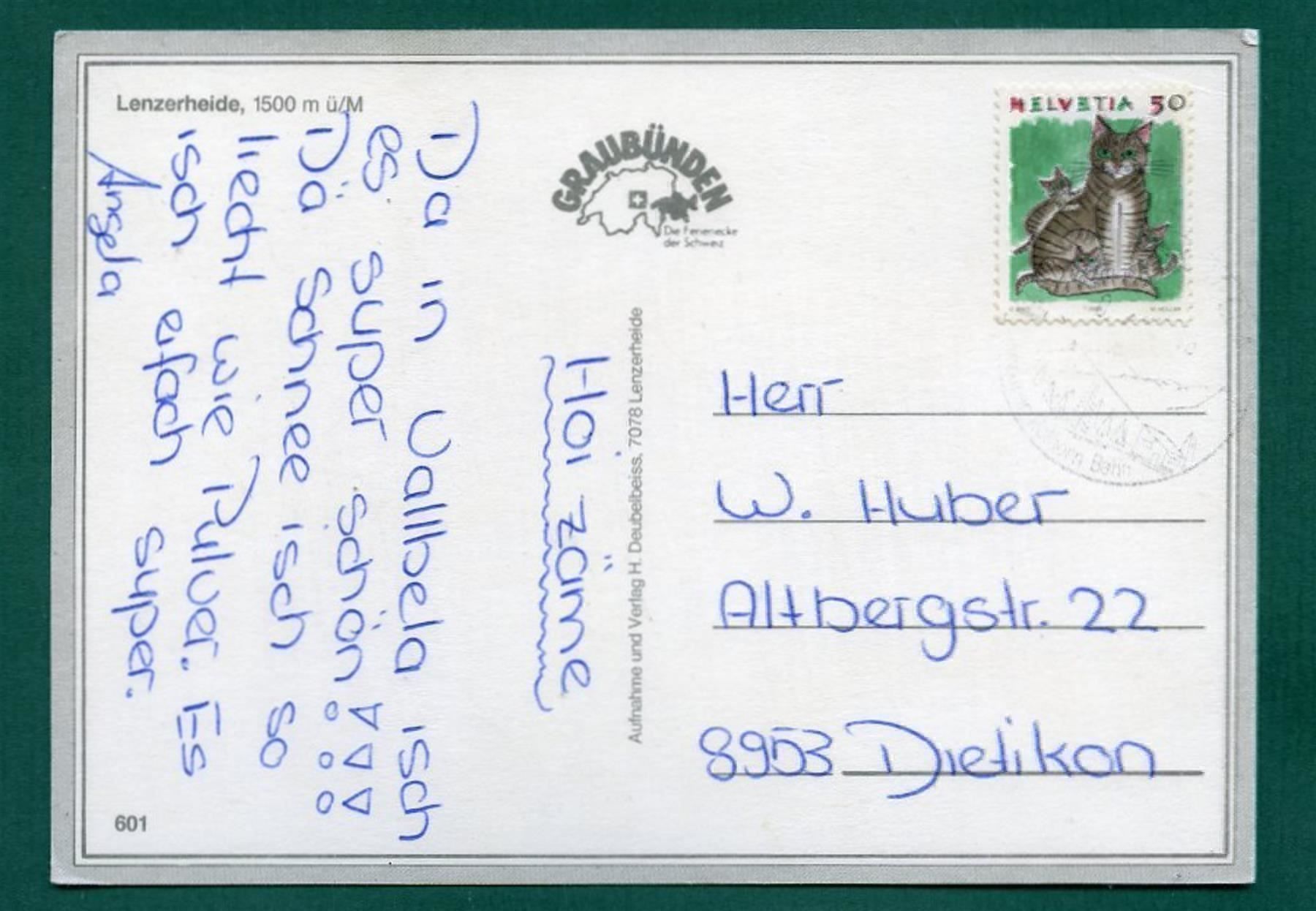 Cartoline postali: Skiparadies Lenzerheide-Valbella, gelaufen, ca.1980 – Usato da Sargans venduto da Hausi1951 1
