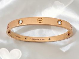 CARTIER "LOVE" Armreif MIT 4 Diamanten, Gr.18, 750 Roségold