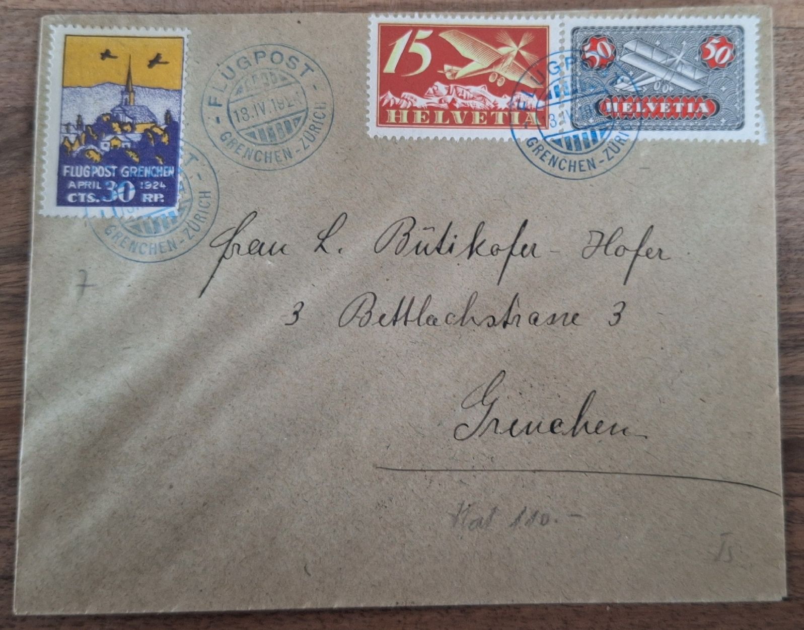 Tutti i francobolli: Flugpost Grenchen1924 – Usato da Balgach venduto da SIMEON27