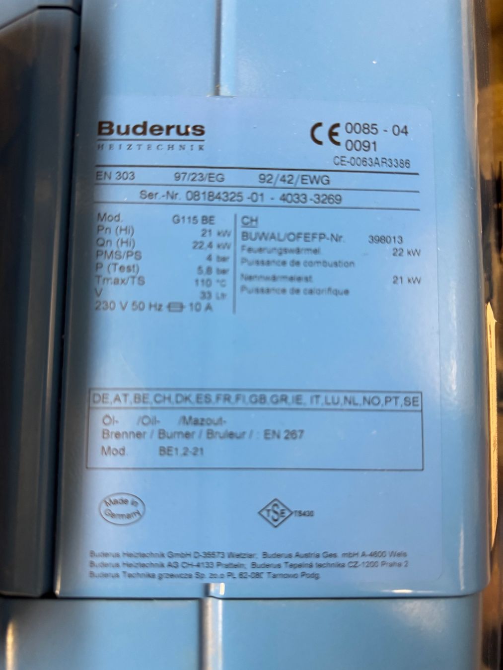 Buderus Heizgeräte: Buderus Logano G115 – Gebraucht aus Waltenschwil von Ips2 4