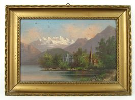 Thun - Schloss Schadau - Scherzligen - Alpen - VEDUTE 1913
