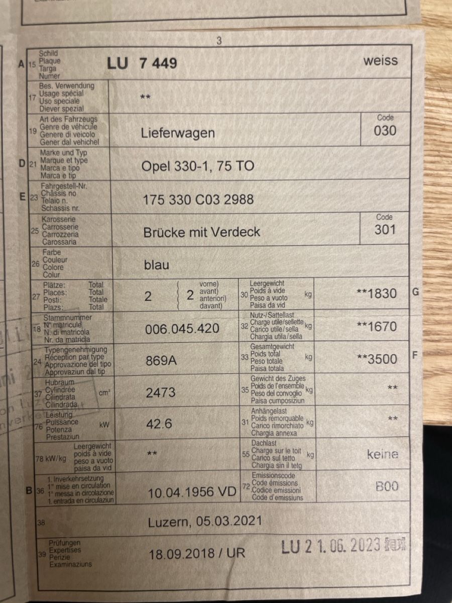 Opel Autos: Opel Blitz Lieferwagen 1.9 Tonner blau Oldtimer – Gebraucht aus Luzern von lelement 4