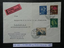 CH 1948 F43 und PJ 126-128 auf Briefvorderseite