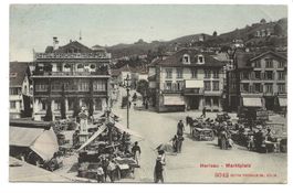 Herisau (AR) Marktplatz - Hotel Storchen - Wettersäule  1908