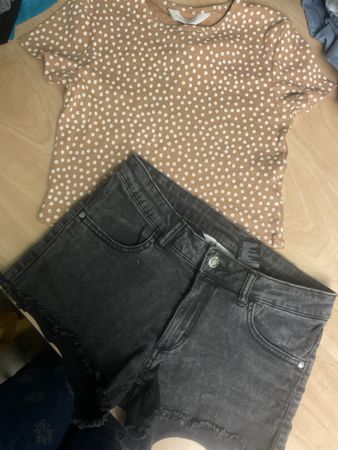 H&M Kurzarmshirt und Jeansshorts  Gr. 152 (11-12J)