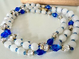 Maritime Vintage Long Kette - Bergkristall & Glas – 75 cm
