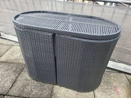 Poly Rattan Tisch set Marmorsockel schwarz